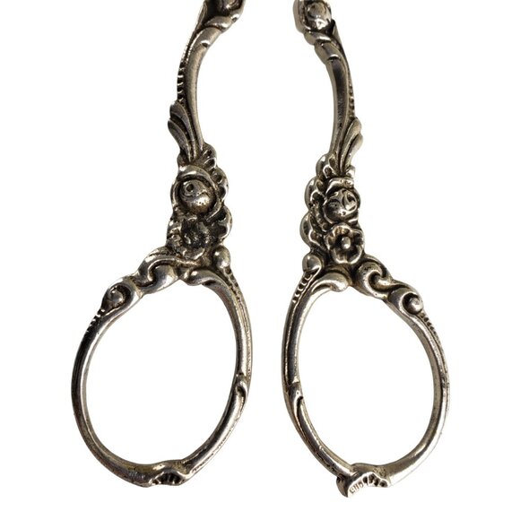 Antique German 800 European Silver Rose Pattern Pastry Tong & Server Set - Picture 6 of 11